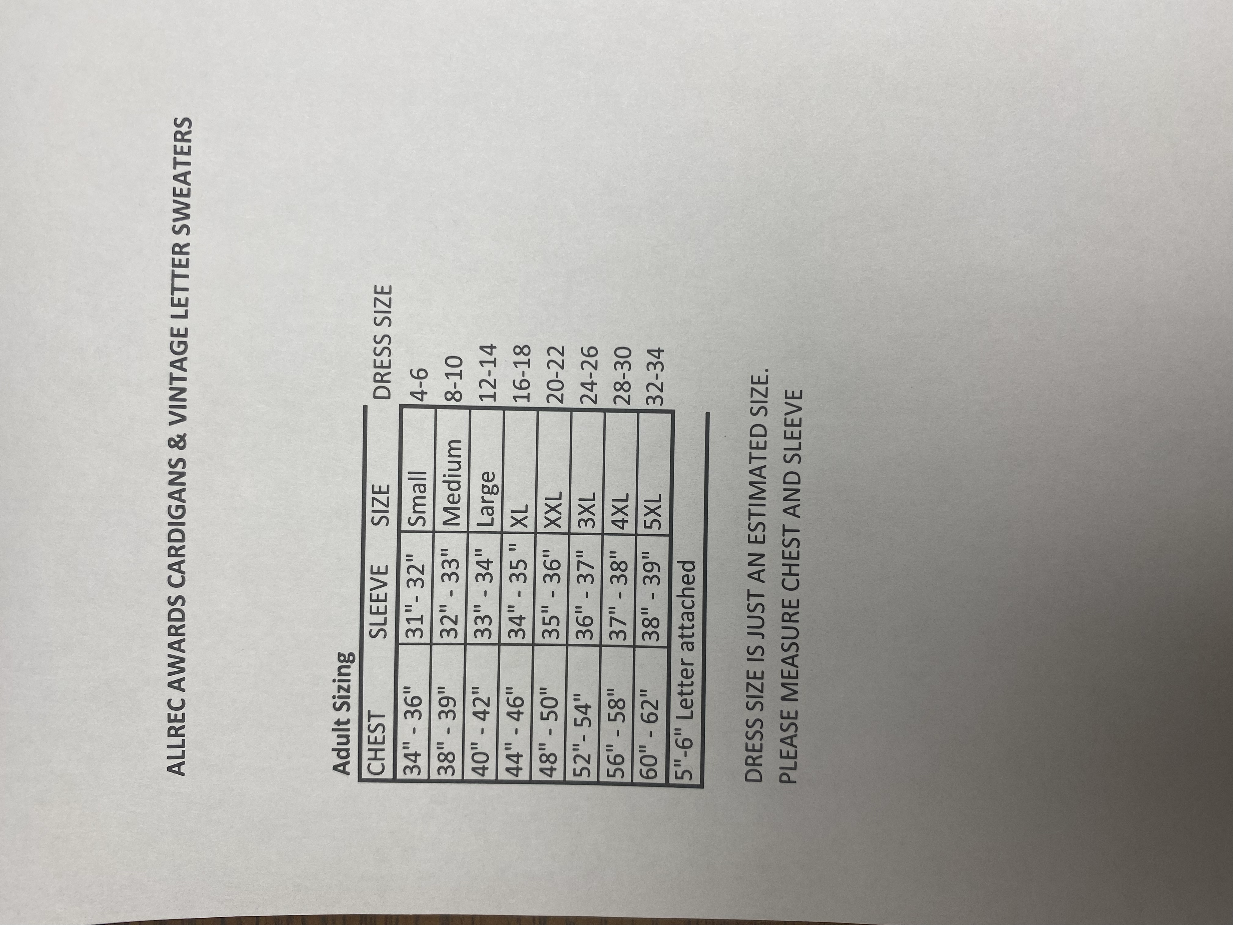 Sizing Guide